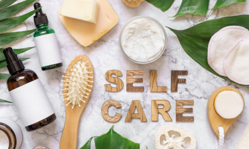 Ehlers Danlos Syndrome Hypermobility hEDS Blog Image showing self care products
