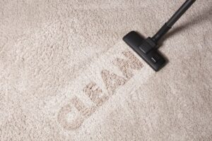 Blog Post Title is Mycotoxin Testing: 10 Warning Signs of Mold Toxicity. Image is of a carpet with the word, "clean" etched in with a vacuum.